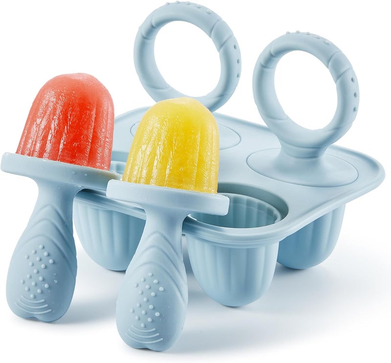 ACOOKEE Toddler Popsicles Molds 1 Pack 4 Handle, BPA Free, Silicone Baby Popsicles Molds Easy Release Ice Cream Molds Reusable - Image 1